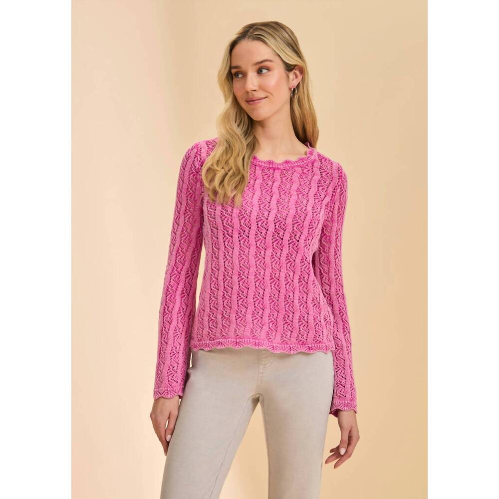 NEW FDJ long sleeve garment dye sweater in fuschia